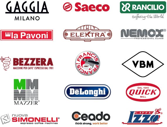 Authorized service and support-service centers for Gaggia, Saeco, Rancilio, La Pavoni, Elektra, Nemox, Isomac, Francis & Francis, KitcheanAid, Macap, Mahlkoenig, QuickMill, Nuova Simonelli, Ceado, Izzo Cafè